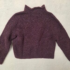 The Limited Vintage 90s Boucle Wool Blend Mock Neck Sweater Purple Medium